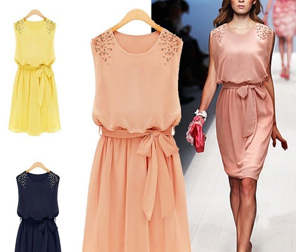 Vestido Chiffon com detalhes
